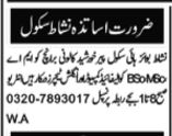 Teacher Positions at Nishat Boys High School, Multan