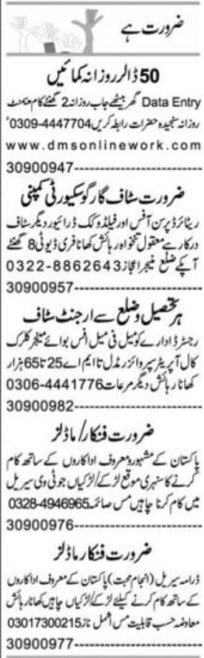 Data Entry Operator & Call Operator