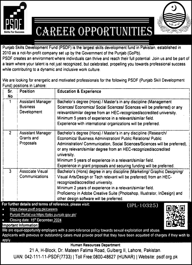 Punjab Skill Development Fund (PSDF) Lahore Jobs 2024: Exciting Career Opportunities