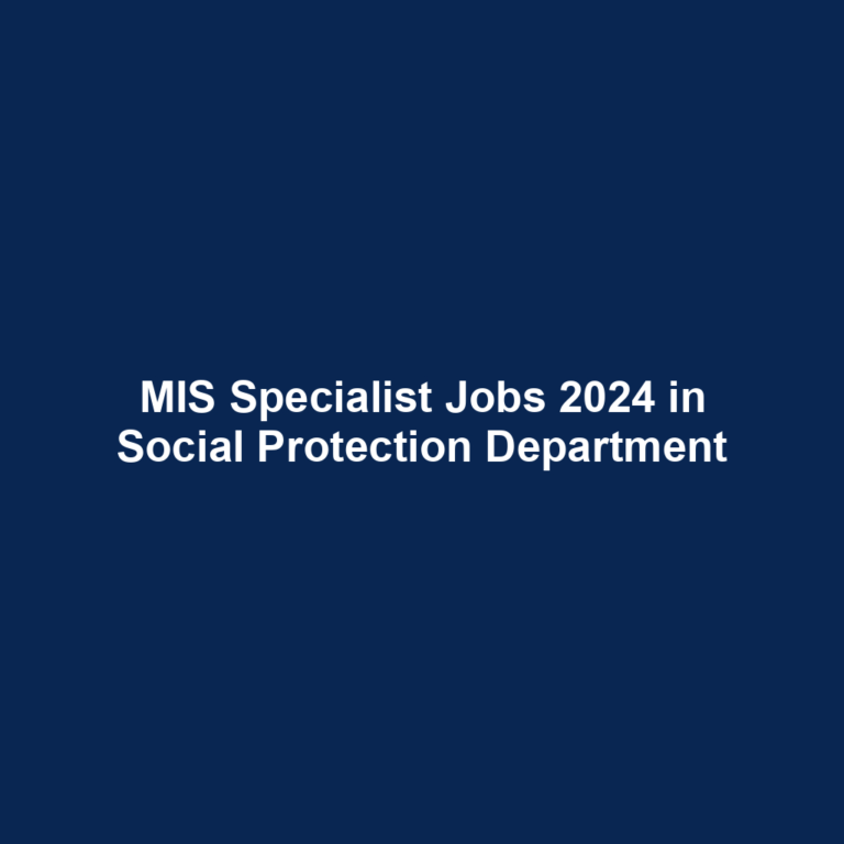 MIS Specialist Jobs 2024 in Social Protection Department