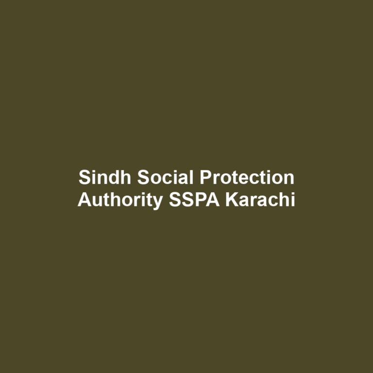 Sindh Social Protection Authority SSPA Karachi