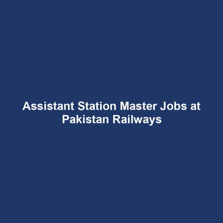 Assistant Station Master Jobs at Pakistan Railways