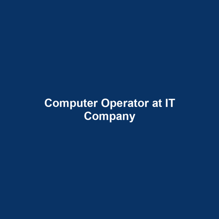 Computer Operator at IT Company