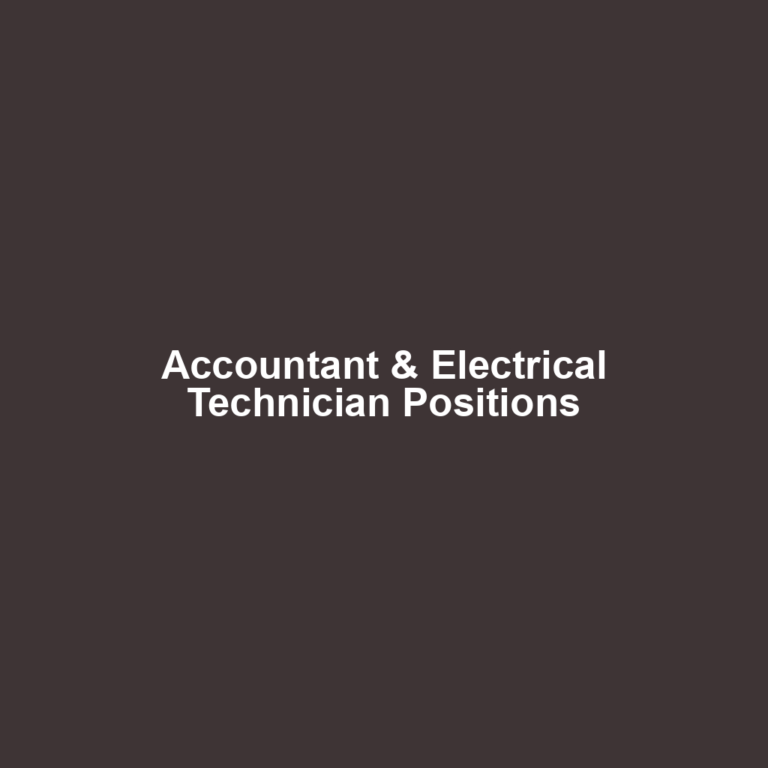 Accountant & Electrical Technician Positions