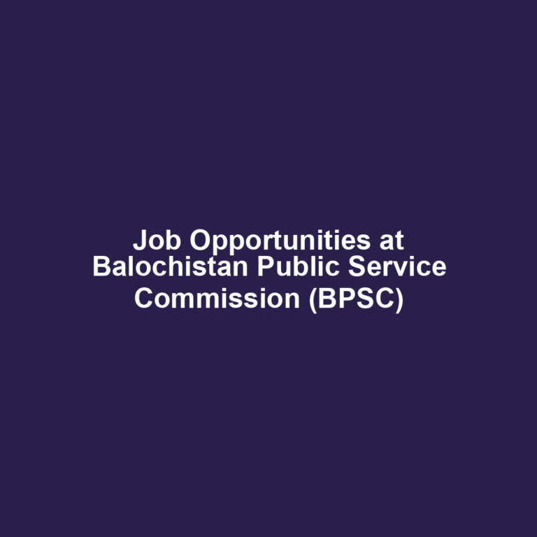 Job Opportunities at Balochistan Public Service Commission (BPSC)