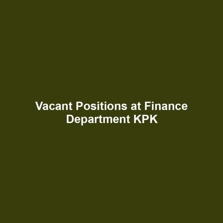 Vacant Positions at Finance Department KPK