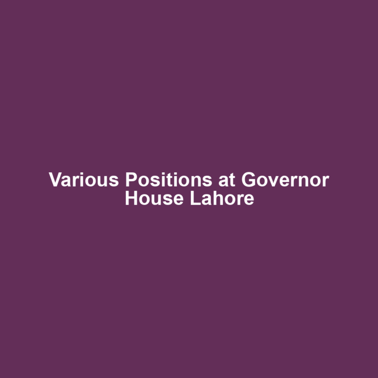 Various Positions at Governor House Lahore