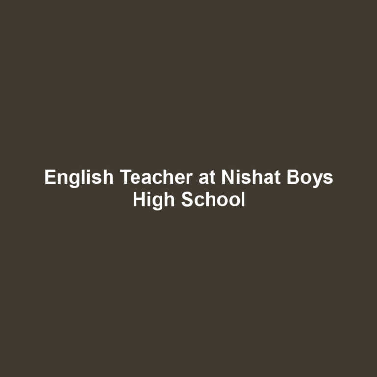 English Teacher at Nishat Boys High School