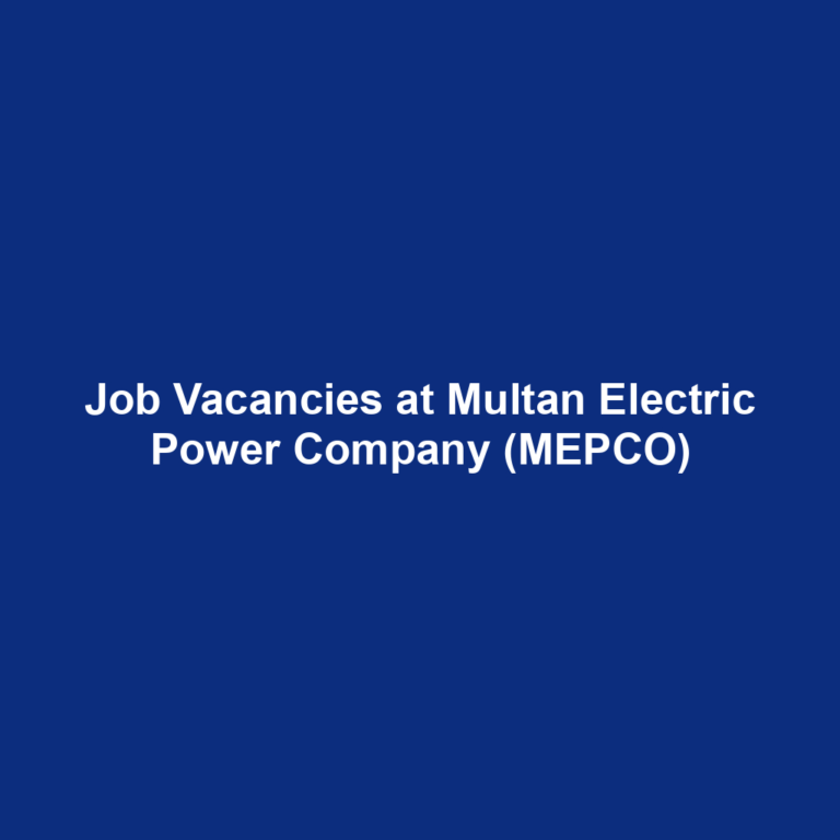 Job Vacancies at Multan Electric Power Company (MEPCO)