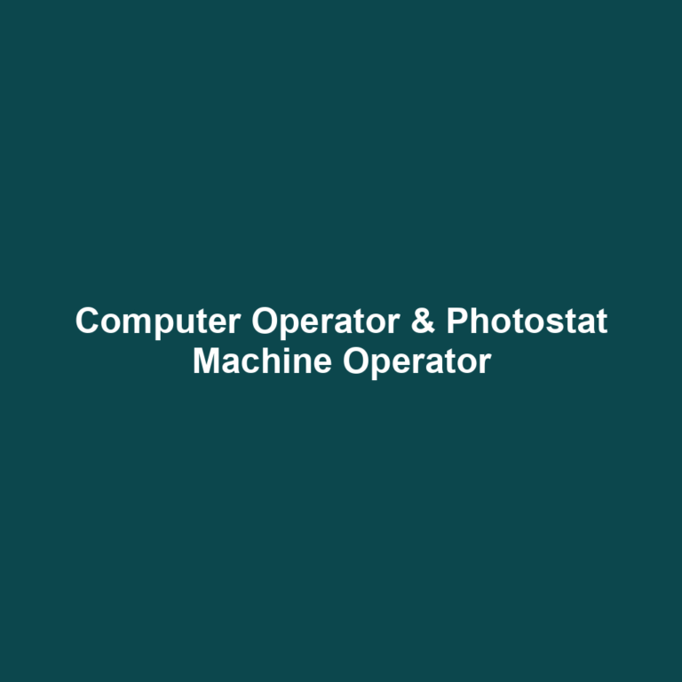 Computer Operator & Photostat Machine Operator