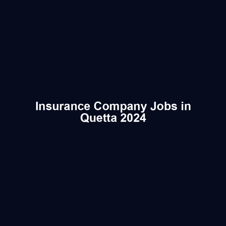 Insurance Company Jobs in Quetta 2024