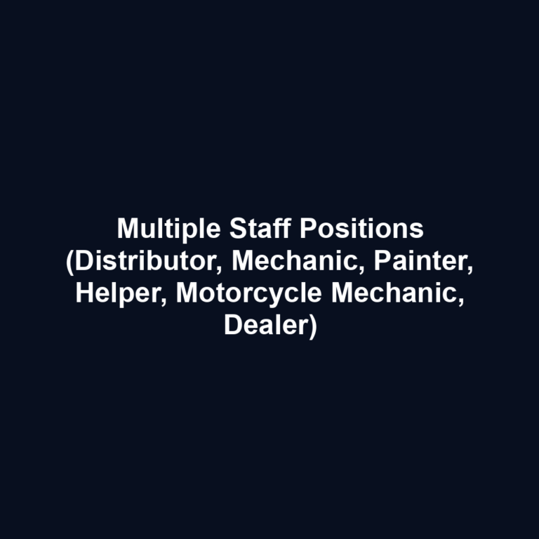 Multiple Staff Positions (Distributor, Mechanic, Painter, Helper, Motorcycle Mechanic, Dealer)