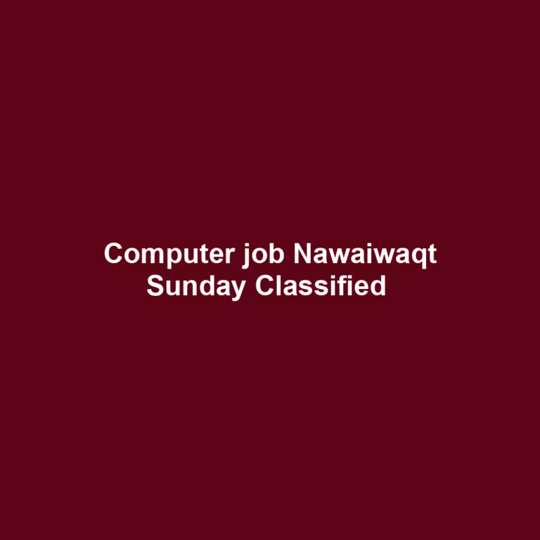 Computer job Nawaiwaqt Sunday Classified 