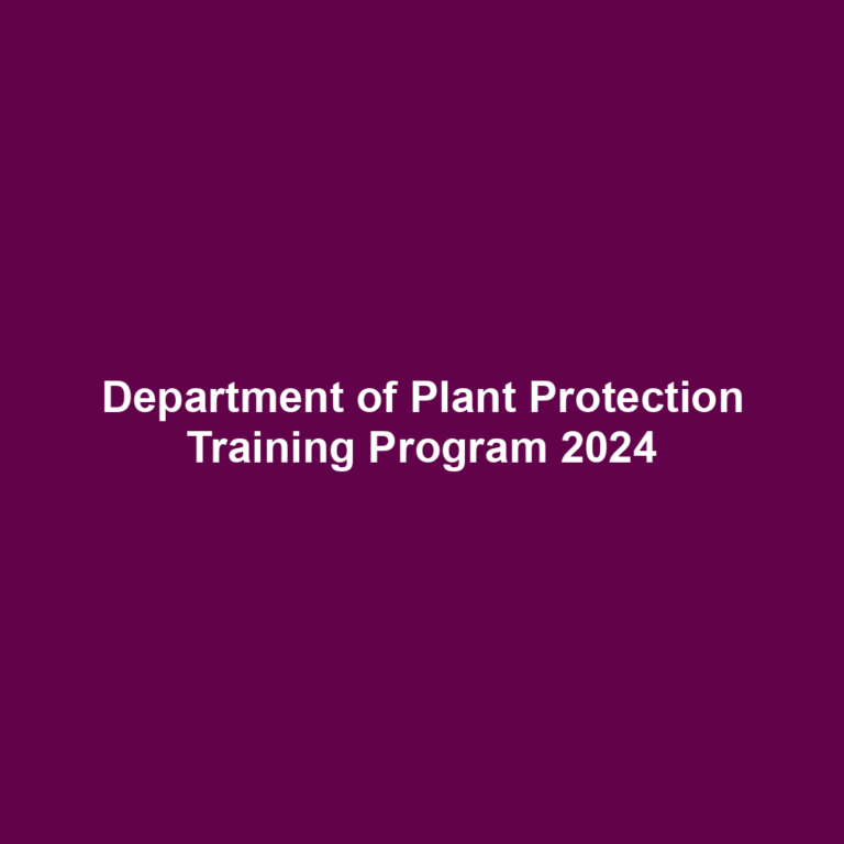 Department of Plant Protection Training Program 2024