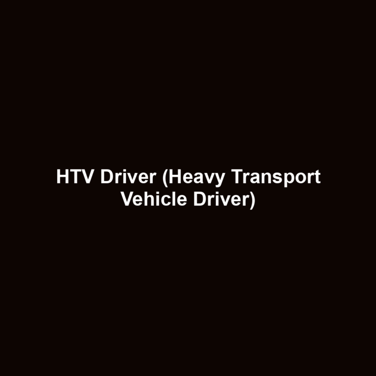 HTV Driver (Heavy Transport Vehicle Driver)