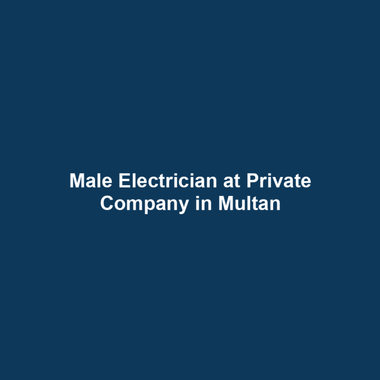 Male Electrician at Private Company in Multan