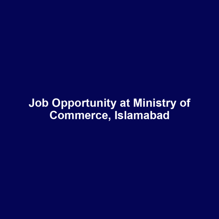 Job Opportunity at Ministry of Commerce, Islamabad