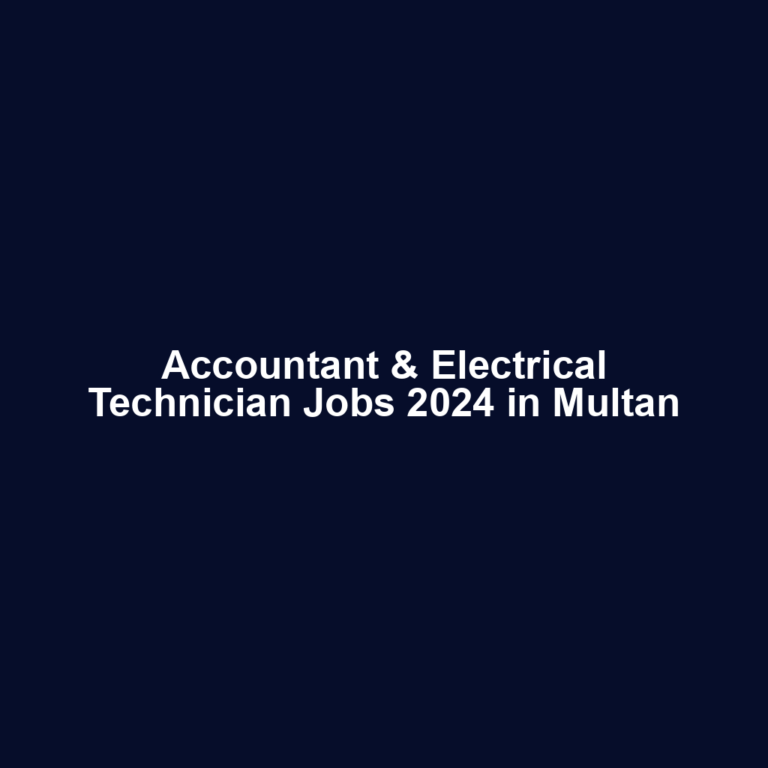 Accountant & Electrical Technician Jobs 2024 in Multan