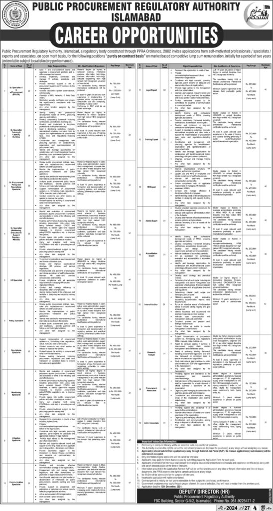 PPRA Jobs 2024: Admin Expert & Internal Auditor