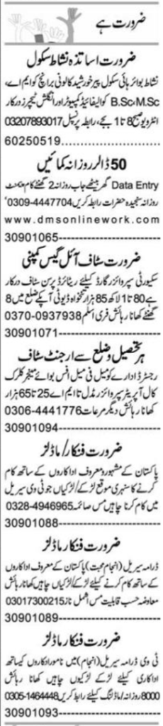 Computer Teacher & Data Entry Operator Jobs