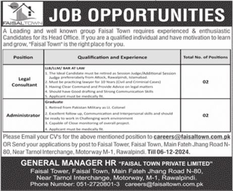 Legal Consultant Jobs in Faisal Town Rawalpindi