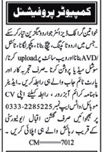 Computer job Nawaiwaqt Sunday Classified 