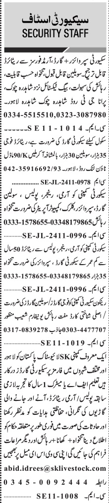 Security Staff Job Opportunities – Security Company, Lahore (Full-Time)