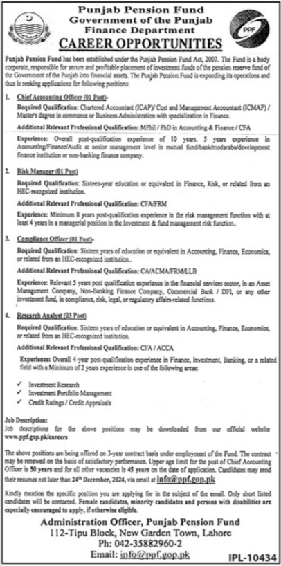 Career Opportunities at Punjab Pension Fund