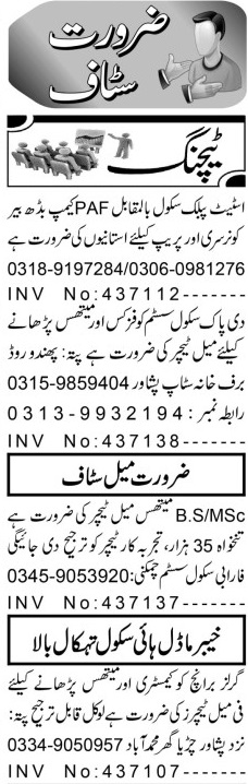 Physics Teacher & Nursery Teacher Positions for 2024