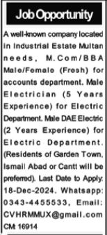 Accountant & Technician Positions