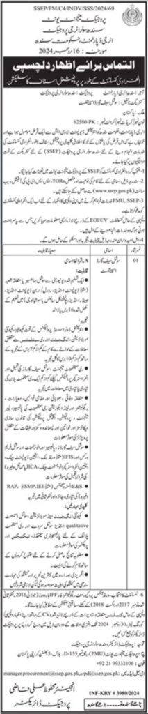 Social Safeguard Specialist at Sindh Solar Energy Project, Karachi (2024)