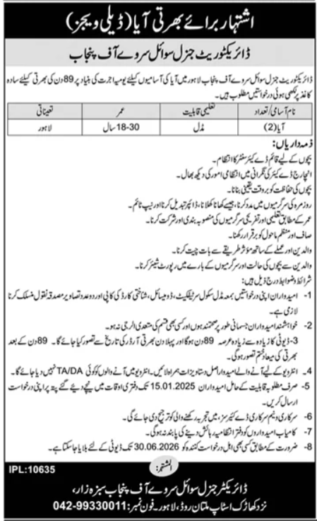 Directorate General Soil Survey of Punjab - Aya Jobs