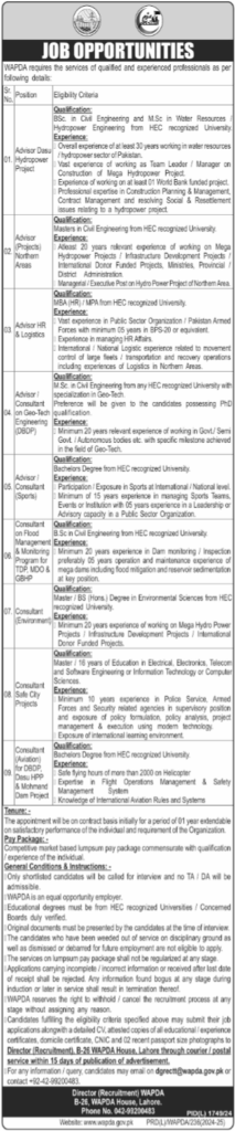 Water and Power Development Authority (WAPDA) - Various Management Posts