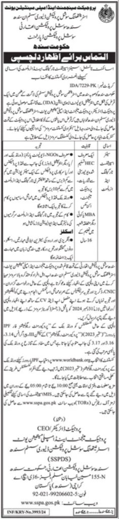 Sindh Social Protection Authority (SSPA) - Consultant Position