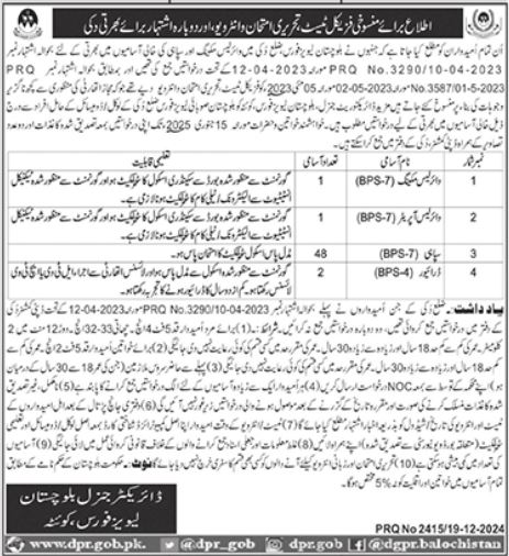 Job Opportunities at Balochistan Levies Force (2024)