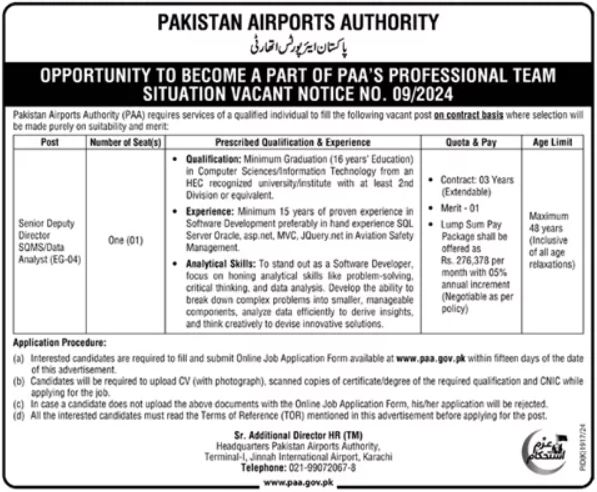 Pakistan Airports Authority (PAA) Karachi Jobs 2024