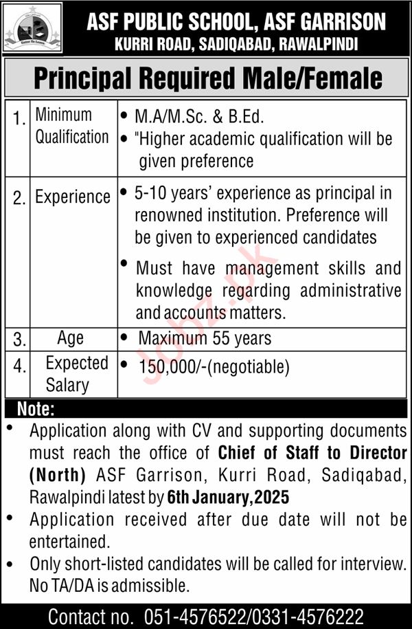 Principal at ASF Public School, Rawalpindi