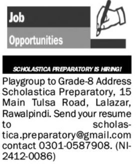 Vacant Positions at Private School, Rawalpindi (2024)