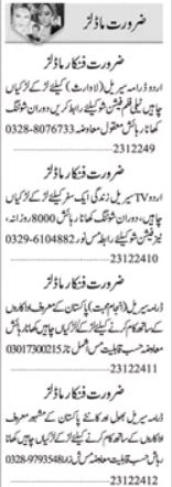 Models & Singers Jobs 2025 at Media Sector