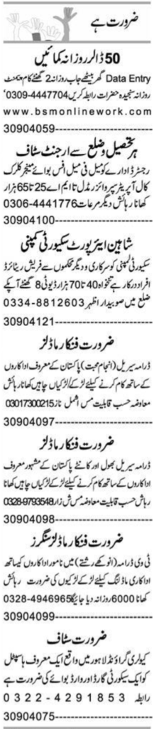 Data Entry Operator & Ward Boy Jobs 2025 – Private Company in Lahore, Punjab, Pakistan