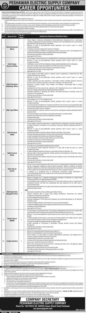 Management Jobs at Peshawar Electric Supply Company (PESCO) - 2025