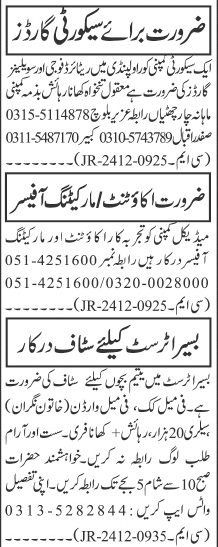 Private Company Customer Service Staff Jobs (2024) - Islamabad