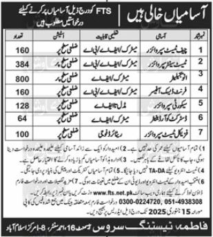 Fatima Testing Service FTS Islamabad Jobs (2025)