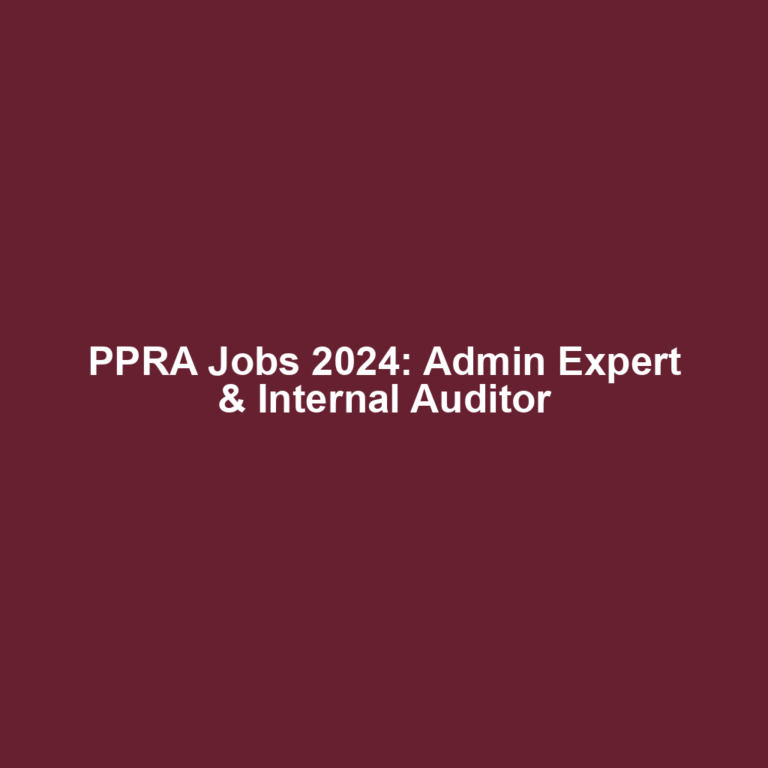 PPRA Jobs 2024: Admin Expert & Internal Auditor