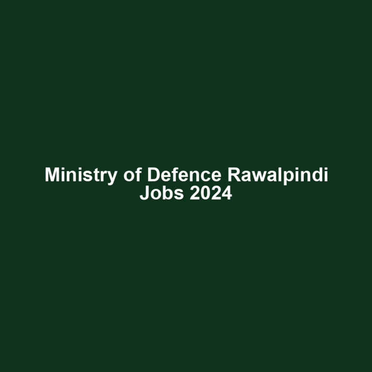 Ministry of Defence Rawalpindi Jobs 2024