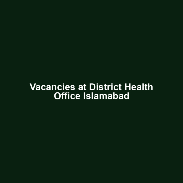 Vacancies at District Health Office Islamabad