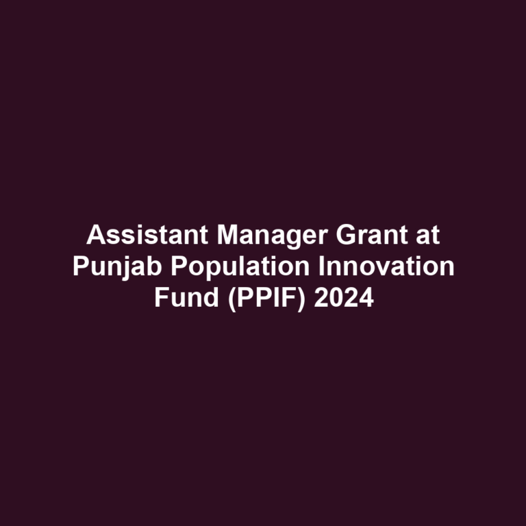 Assistant Manager Grant at Punjab Population Innovation Fund (PPIF) 2024