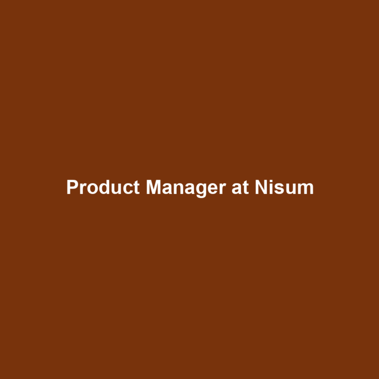 Product Manager at Nisum