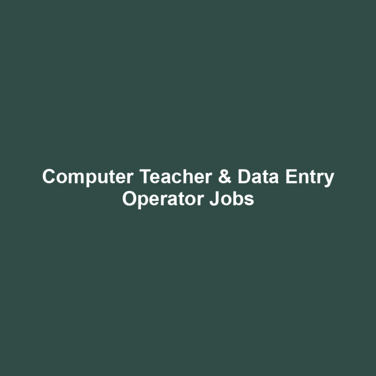 Computer Teacher & Data Entry Operator Jobs