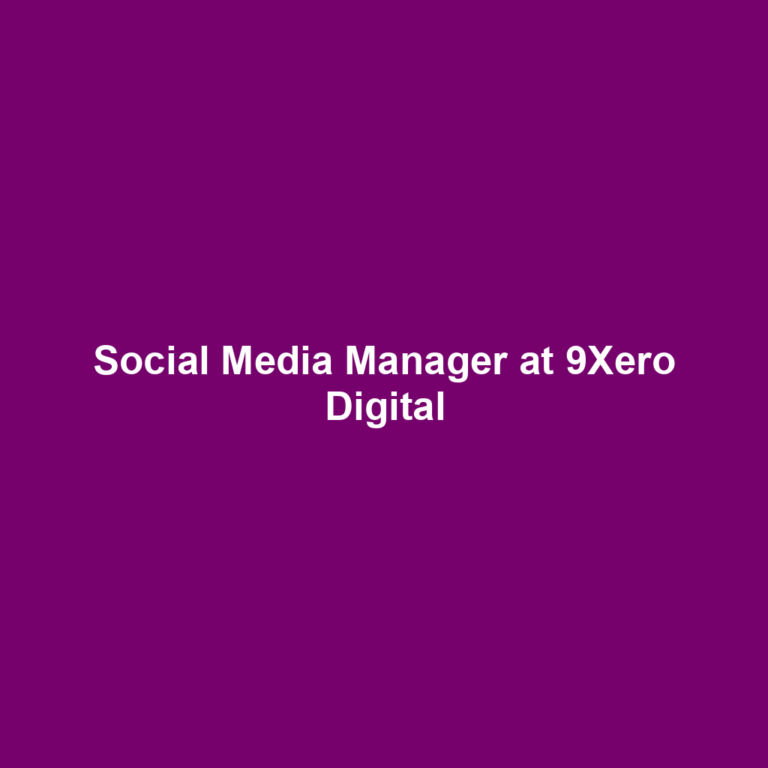 Social Media Manager at 9Xero Digital